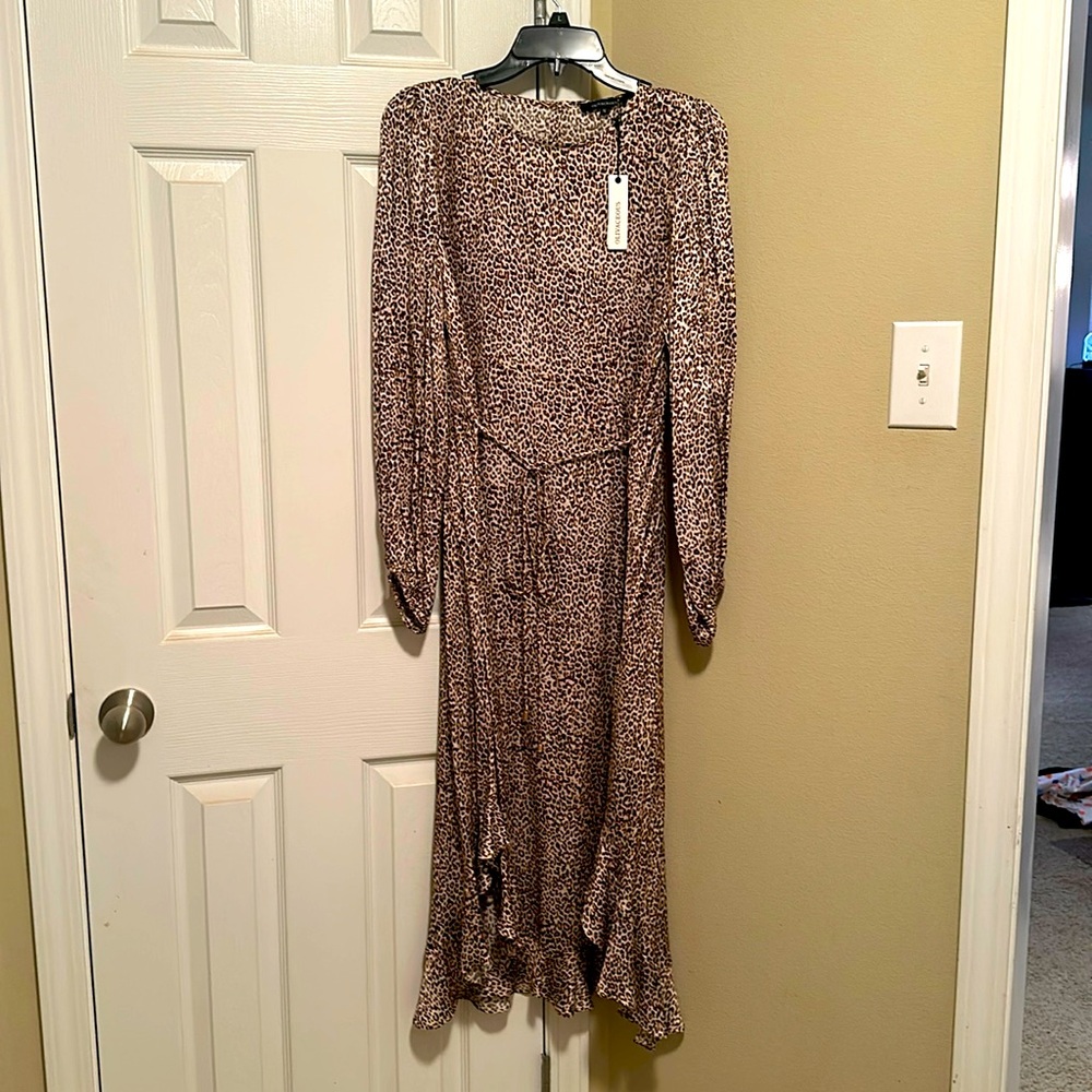 Brand new never worn leopard silk dress, olivaceous brand